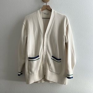 Zara White Preppy Long Sweater Cardigan